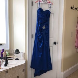 Blue full length prom dress